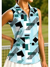 abordables Camisa de Mujer-Mujer Tops Camisa deportiva Camisas de polo Camiseta de tenis Sin Mangas Cremallera UPF50+ Resistente a los rayos UV Alta elasticidad Dispersor de humedad Transpirable Tenis pepinillo Corriendo