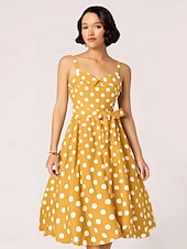 levne Šaty-Retro 50. léta Rockabilly Polední Šaty Houpací šaty Flare šaty S páskem Popruh na špagety Puntíkované A-Linie Dámské Karneval Denní nošení Čajový dýchánek Retro tematická párty Dospělí Šaty Jaro léto