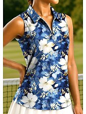 abordables Camisa de Mujer-Mujer Tops Camisa deportiva Camisas de polo Camiseta de tenis Sin Mangas Cremallera UPF50+ Resistente a los rayos UV Alta elasticidad Dispersor de humedad Transpirable Tenis pepinillo Corriendo