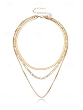 cheap Women&#039;s Necklace-Women&#039;s Gold Layered Chain Necklace – Alloy Choker Set, Trendy Minimalist Jewelry for Parties, Dates and Night Out