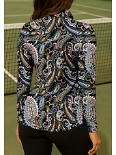 economico Camicia Donna-Per donna Geometrico Maglietta Maglietta sportiva Polo da golf Maglia da tennis Manica Lunga Cerniera Floreale UPF50+ Resistente ai Raggi UV Alta elasticità Traspirante Tennis Golf Pickleball Collo