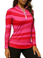 tanie Koszula damska-Damskie Geometryczny Koszula Koszulka sportowa Koszulka polo Koszulka do tenisa Długi rękaw Zamek Kwiaty UPF50+ Odporny na UV Wysoka elastyczność Odprowadza wilgoć Oddychający Siatkówka Bransoletka