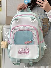 billiga Barn- och tonårryggsäckar-Stor reseryggsäck för tonårsflickor med vagnsrem – söt kaninbroderi, skolväska med flera fickor för mellan- och högstadieelever