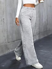economico gamba larga e vita alta-Per donna Gamba larga Pantaloni Eleganti Streetwear Casual Lunghezza intera Naturale Semplice Elastico in vita Confortevole Ferie Uscire Weekend Grigio Nero Bianco Cachi Autunno Vestibilità regolare