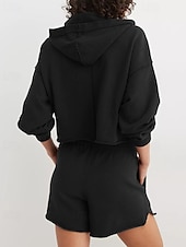 baratos Moletons e Sweatshirts Texturizados-Mulheres Casaco com capuz Manter Quente Confortável Patchwork Moda Tecido Para Noite Final de semana Pullover Padrão Com Capuz Normal Manga Longa agasalhos Preto Cinzento Claro Vermelho Rosa Outono