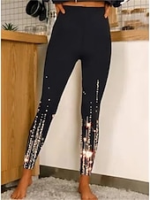 economico -Per donna Pantaloni Eleganti Leggings Collant Atletico Lunghezza intera Naturale Grafico Stampato Comodo Sollevamento glutei Controllo addominale Yoga Casual Quotidiano Oro nero Nero 1 # Nero 2
