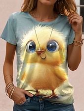 ieftine Tricou cu animale-Pentru femei Tricou Imprimeu Grafic Rață Epocă Stilat Casual Manșon scurt Stil Nautic Topuri obișnuite Zilnic Sfârșit de săptămână Albastru piscină Vară Primăvară