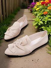 abordables Chaussures sans lacet et mocassins femme-Chaussures à enfiler Flyknit Bow pour femmes – Chaussures plates décontractées, légères et respirantes pour un usage quotidien, les pique-niques dans le jardin et les rassemblements en plein air