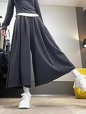 abordables jambe large et taille haute-Femmes Jambe large Chinos Occasionnel Longueur mollet Naturel Uni in in france they say Pontalon wide leg Confortable Respirabilité Décontracté Quotidien Noir gris foncé Kaki Gris Clair Printemps
