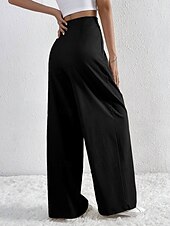 economico gamba larga e vita alta-Per donna Gamba larga Pantaloni Streetwear Casual Lungo Vita Alta Semplice Traspirabilità Morbido Micro-elastico Vacanza Streetwear Abbigliamento quotidiano Nero Rosa Blu chiaro Albicocca Autunno