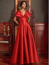 ieftine Rochii de Seară-Rochie de seară elegantă, linie A, rochie formală de mireasă, lungime la podea, cu umerii goi, decolteu în V, satin elastic cu buzunar, 2025