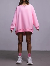 levne Jednoduché mikiny-Dámské Svetrová mikina Mikiny Bez vzoru Šik ven Na běžné nošení Dlouhý rukáv Tričkový Běžné topy ulice Dovolená Jdeme ven Bílá Světlá růžová Světle šedá Podzim Zima