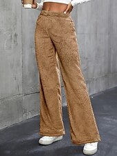 economico gamba larga e vita alta-Per donna Gamba larga Pantaloni Eleganti Streetwear Casual Lunghezza intera Naturale Semplice Elastico in vita Confortevole Ferie Uscire Weekend Grigio Nero Bianco Cachi Autunno Vestibilità regolare