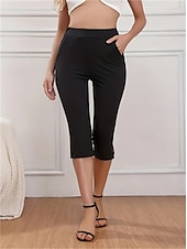 billige Vanlige leggings-Dame Bukser 3/4 strømpebukse Strømpebukser Treningsklær Kalv lengde Naturlig عادي Delt comfy Rumpeløft Midjekontroll Yoga- og dansesko Fritid / hverdag Svart Vår Høst Mager