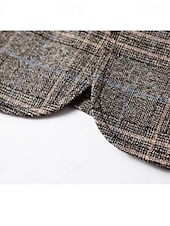 お買い得  男性用エリートアウターウェア-男性用 ブレザージャケット 学校 フォーマル 性能 クラシック オールシーズン ポリエステル ビスコース チェック ノーアイロン シングルブレスト 二つボタン ブレザー コーヒー グレー