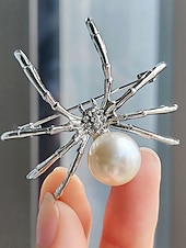 preiswerte Halloween-Zubehör-Halloween-Spinnenbrosche für Damen – schwarze Spinnennadel aus Legierung mit Kunstperle, Vintage-Schmuck im Gothic-Stil für Damen, ideal für Partys, Cosplay und Kostümzubehör