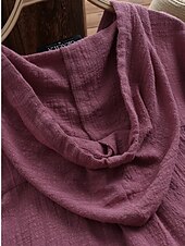 baratos Camisas-Mulheres Blusa Côr Sólida Casual Manga Longa Com Capuz Tops longos Diário Bolsos Botões Amarelo Vinho Fúcsia Cinzento Verão Outono