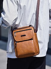 olcso Férfitáskák-Férfi vízálló műbőr crossbody táska több zsebes kialakítással – laza utazó válltáska napi ingázáshoz, munkába vagy hétvégi kirándulásokhoz