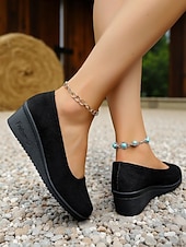 baratos Sapatilhas de mulher-Sapatos femininos vermelhos de salto baixo e salto baixo – calçados leves e confortáveis para festas no pátio, reuniões no jardim e estilo cotidiano