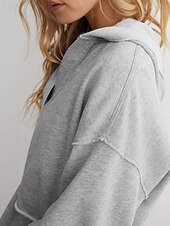 baratos Moletons e Sweatshirts Texturizados-Mulheres Pulôver Moletom Com Capuz Tecido Roupa de rua Casual Manga Longa Com Capuz Tops regulares Rua Feriado Fúcsia Cinzento Claro Cinzento Outono Inverno