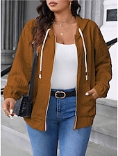 abordables veste à capuche-Femmes Veste Décontractée Confortable Respirant Avec Poches Mode Occasionnel Uni Occasionnel Tenue quotidienne Régulier À capuche Coupe régulière manche longue Vêtements d&#039;extérieur Bleu Ciel Noir