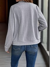 cheap Hoodie Jacket-Women&#039;s Casual Jacket Comfortable Breathable Full Zip Daily Casual Plain Casual Daily Regular Stand Collar Regular Fit Long Sleeve Outerwear Black Gray Spring Fall