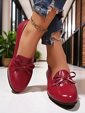 preiswerte Damenhausschuhe und -halbschuhe-Cremefarbene Loafer aus Kunstleder für Damen – bequeme Slipper mit Schleife und Keilabsatz, lässig-elegante Schuhe fürs Büro, zum Einkaufen und für den Alltag