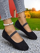 baratos Sapatilhas de mulher-sapatilhas mary jane brancas femininas – sapatos casuais com tiras para passeios no jardim, piqueniques na fazenda e escapadelas de fim de semana