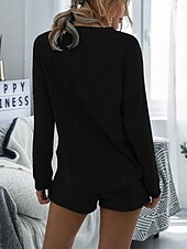 tanie Damskie krótkie komplety-Damskie Moda Moda miejska Codzienny Zestawy spodenek Długi rękaw Półgolf Równina Ściągana na sznurek Codzienny Czarny Rumiany róż Królewski błękit Lato Luźna