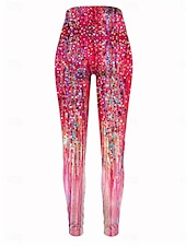 billige Kunst og design trykk-Dame Leggings Ferie Årgang Mote Ankel-lengde Høy Midje Grafisk Abstrakt Printer Myk Pustende Mikroelastisk Formell utendørs Feriereise Rødstrupe-egg Blå Rød Grønn Ametyst Sommer Vår Høst Vinter Slank