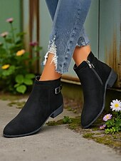 ieftine Botine-Pentru femei Cizme Zilnic Ghete Botine Cataramă Toc Jos Vârf ascuțit Clasic Casual minimalism Piele de Căprioară Imitație Fermoar Leopard Negru Muștar