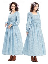  250e anniversaire des États-Unis 19ème siècle années 1800 Costume de cosplay Robe Prairie Ensemble bonnet et tablier Fille pionnière Epoque Coloniale Pionnier Guerre d'indépendance américaine Fleuri