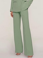 cheap Mom&#039;s Pant Suits-Pants Mother of the Bride Elegant Floor Length Ankle Length Solid Color