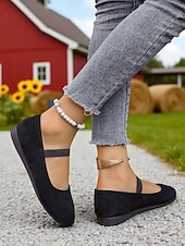 baratos Sapatilhas de mulher-sapatilhas mary jane brancas femininas – sapatos casuais com tiras para passeios no jardim, piqueniques na fazenda e escapadelas de fim de semana
