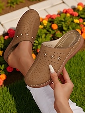 abordables Sabots et mules femme-mules à enfiler découpées pour femmes – sabots confortables et respirants pour les journées décontractées, la détente dans le jardin et l&#039;heure du thé sur la terrasse