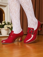 billige 1920-tallet-Retro brune damesko med imitert skinn – pumps inspirert av 1930-tallet for elegant kontorantrekk og antrekk i vintagestil