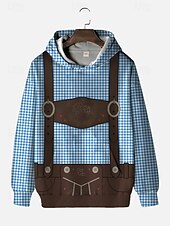 olcso Pulcsik-Októberi fesztivál Lederhosen nyomtatás Dirndl nyomtatás Kapucnis felsőrész Pullover bajor München Német Grafikus Kompatibilitás Páros Férfi Női Felnőttek Farsang Októberi fesztivál 3D nyomtatás