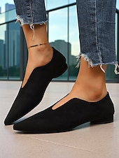 abordables Chaussures sans lacet et mocassins femme-ballerines à bout pointu en similicuir marron pour femmes – mocassins minimalistes à enfiler en V, tenues de bureau élégantes et décontractées au quotidien