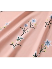 ieftine Rochii casual florale-rochie midi pentru femei boem cu decolteu în V broderie florală talie elastică șnur cu mânecă scurtă vacanță la plajă roz confortabil potrivire regulată îmbrăcăminte ocazională de vară
