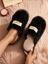 abordables Claquettes et tongs femme-Chaussons en fausse fourrure pour femme – chaussures d&#039;intérieur ultra douces pour le confort hivernal, la détente dans la chambre et la lecture détendue