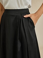 olcso Sima szoknyák-Női Szoknya Elegáns Szüret Hosszú hossz Fényes Maxi Magas derék Szoknyák Nyúlós Fekete Nyár Nejlon