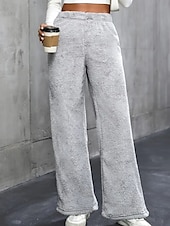 economico gamba larga e vita alta-Per donna Gamba larga Pantaloni Eleganti Streetwear Casual Lunghezza intera Naturale Semplice Elastico in vita Confortevole Ferie Uscire Weekend Grigio Nero Bianco Cachi Autunno Vestibilità regolare