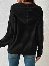 billige Teksturert hettegensere og sweatshirt-Dame Pullover hettegenser-genser عادي Gatemote Fritid Behagelig Langermet Med hette Vanlige topper Gate Ferie Ut på byen Lomme foran Svart Beige Grå Høst