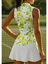 abordables Camisa de Mujer-Mujer Camisa deportiva Camisas de polo Camiseta de tenis Sin Mangas Cremallera Floral UPF50+ Resistente a los rayos UV Alta elasticidad Dispersor de humedad Transpirable Tenis Golf pepinillo Cuello