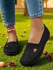 preiswerte Damenhausschuhe und -halbschuhe-Atmungsaktive Flyknit Cut-Out-Loafer für Damen – leichte, lässige Schlupfschuhe für Gartenarbeit und Outdoor-Aktivitäten