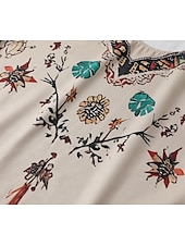 levne Boho topy-Dámské Západní halenka Boho košile Halenka Květiny Moderní Na běžné nošení Dlouhý rukáv Do V Běžné topy Denní Dovolená Jdeme ven Tisk Meruňková Léto