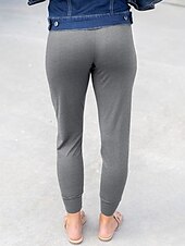 billiga Enkla Leggings-Dam Byxor Damasker Streetwear Ledigt Fullängd Naturlig Slät Ficka Elastisk midja Mjuk Utomhus Semester Utekväll Grå Svart Röd Blå Höst Normal