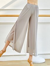 baratos perna larga e cintura alta-Mulheres Perna larga Calças Roupa de rua Casual Comprimento total Natural Tecido Cintura elástica Com Transparência Macio Rua Roupa Diária Final de semana clarete Cinzento Verde Azul Céu Preto Outono