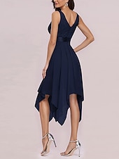 cheap Chiffon Dresses-Women's Mini Dress Cocktail Dress Wedding Guest Dress Chiffon Chiffon Dress Elegant Fashion Modern Outdoor Cocktail Party Regular Fit Plain Sleeveless V Neck Black White Summer Spring