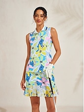 Недорогие Женская одежда для гольфа-Жен. Футболка-поло Желтый + голубой Серебро + оранжевый Без рукавов Женская одежда для гольфа Одежда Одежда Одежда